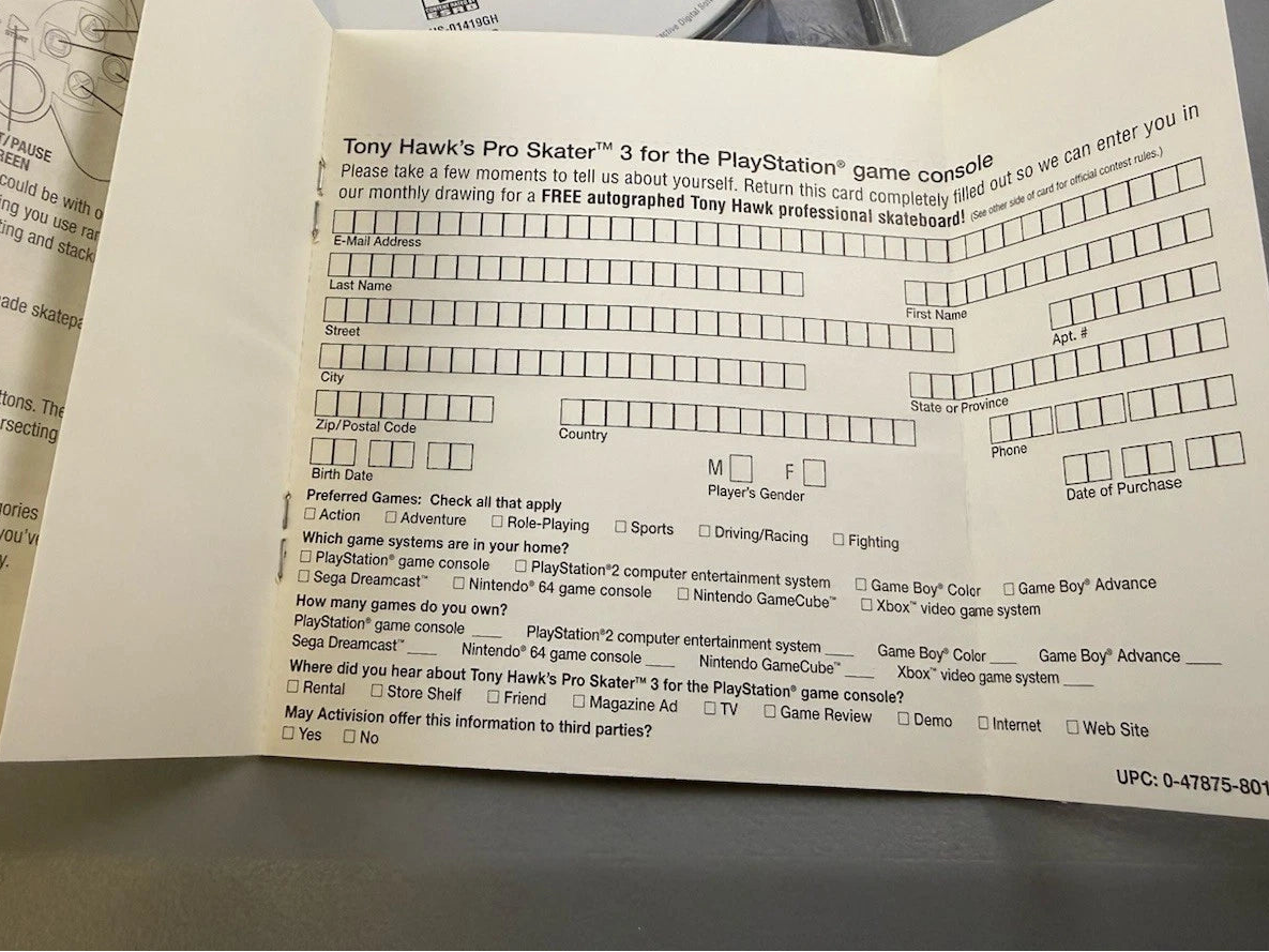 (CIB) Tony Hawk's Pro Skater 3 W/ REG card