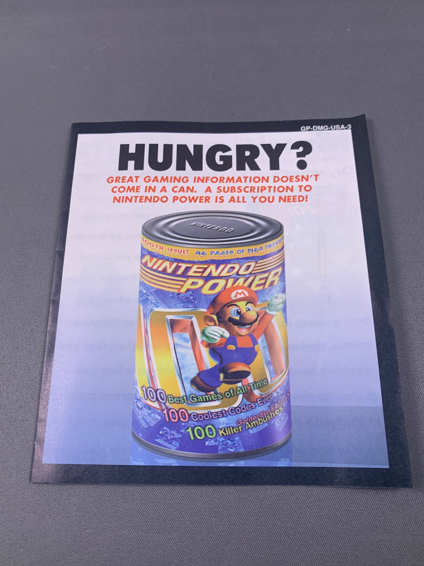 Nintendo Power Promo Insert Hungry? GP-DMG-USA-3