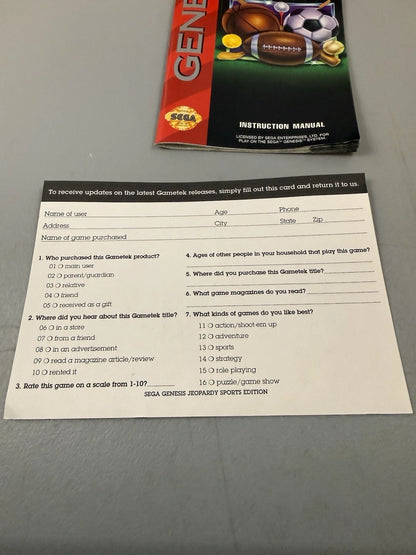 Jeopardy! Sports Edition (CIB) W/ Reg Card