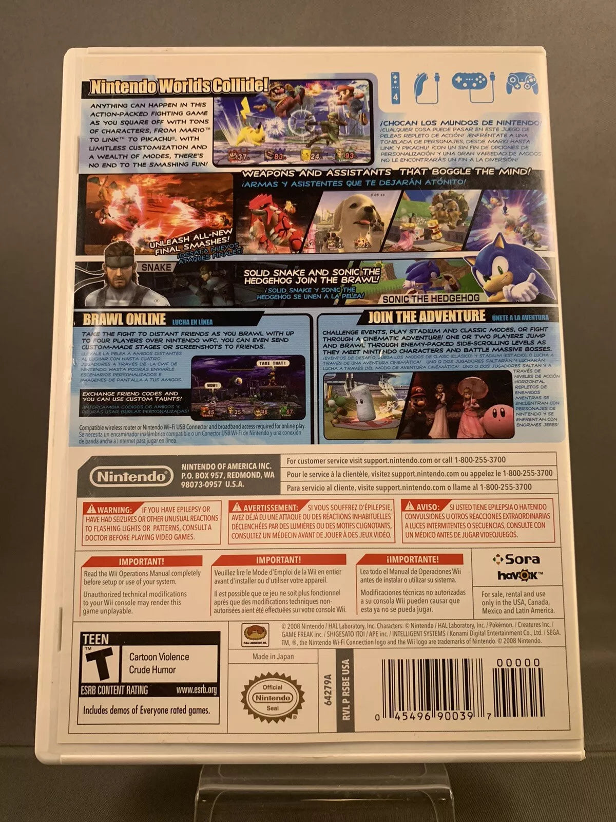 Super Smash Bros. Brawl Case, Manual And Inserts only