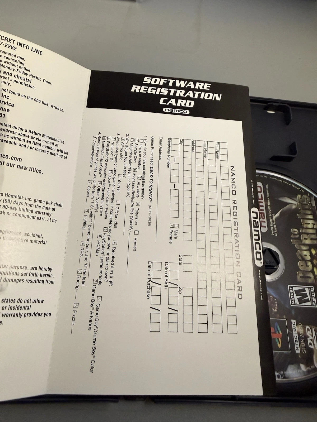 Dead to Rights (CIB) W/ Reg Card