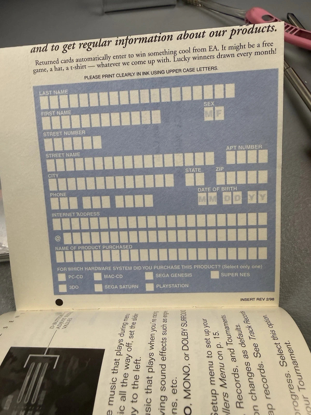 Need for Speed II Case & Manual w/ Reg Card Only
