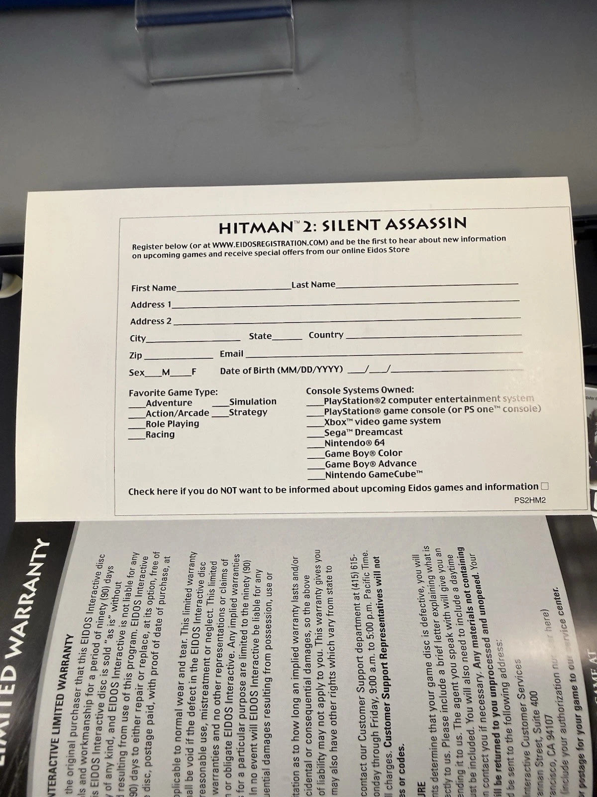 Hitman 2: Silent Assassin (CIB) W/ Reg Card