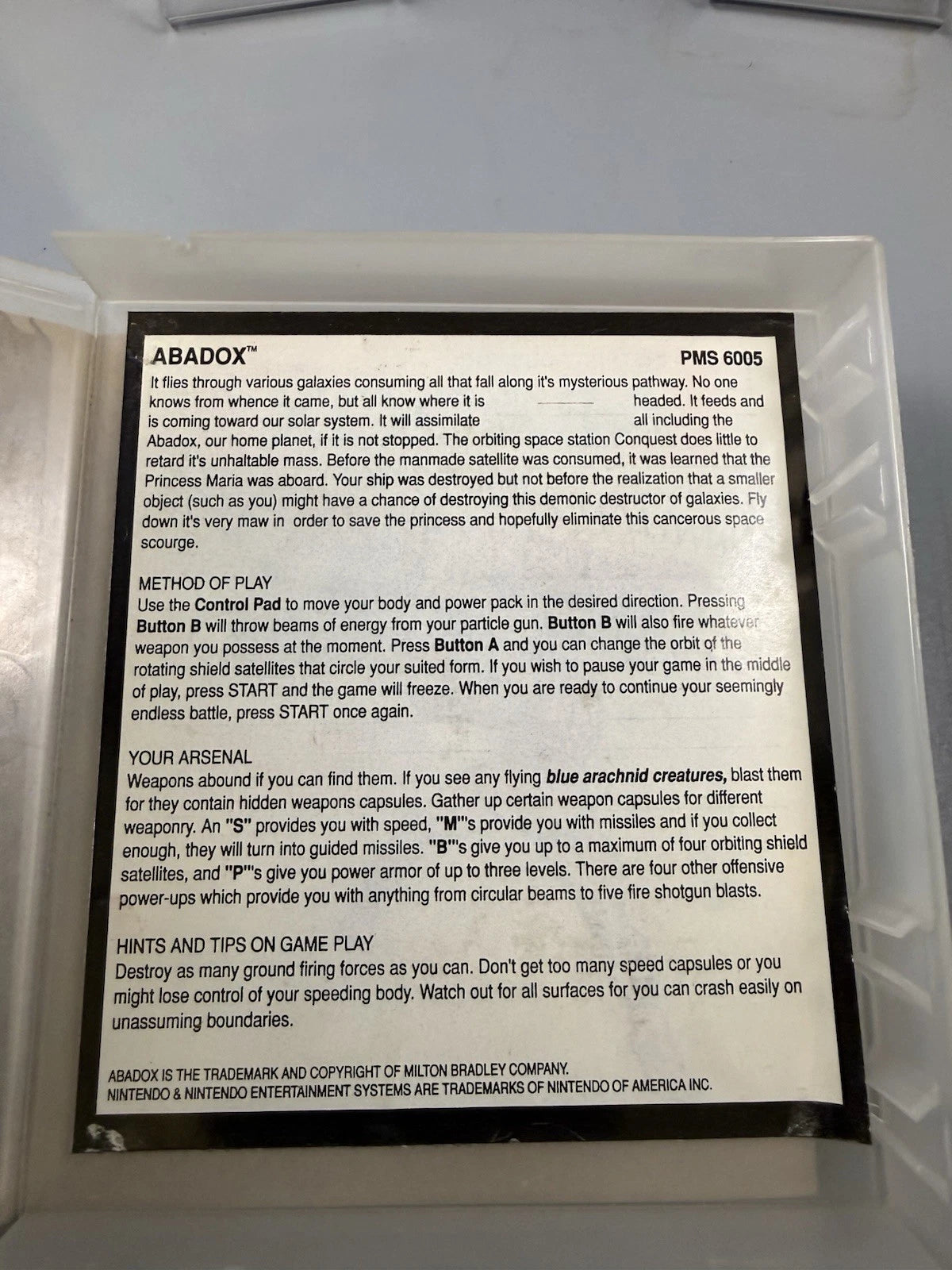 Abadox W/ Manual