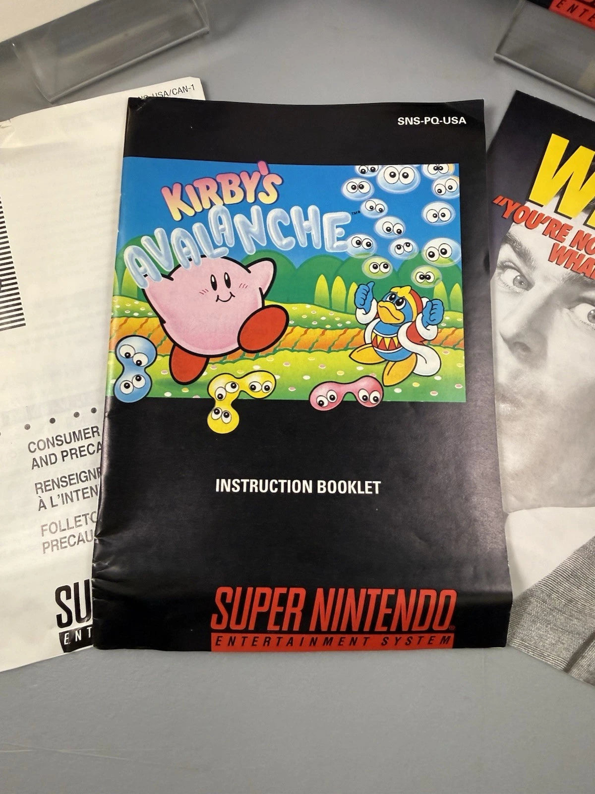 Kirby's Avalanche Box Authentic Complete CIB Manual