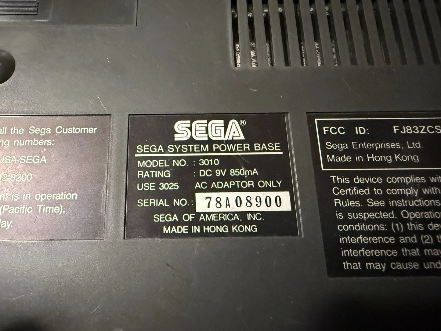 Sega Master System Power Base w/ Light Phaser and Control Pad